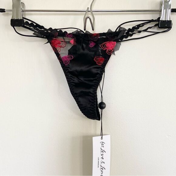 For Love and Lemons Black Heart Thong Panty XXS NWT - Picture 3 of 10